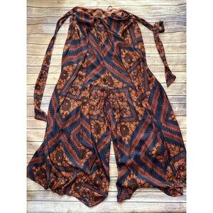 FREE PEOPLE BOHO Jumpsuit Romper One Piece Palazzo Pants Floral XS Sleeveless
